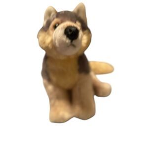 Aurora Kids Wolf Husky Dog Plush Stuffed Animal Realistic Black Eyes Gray White